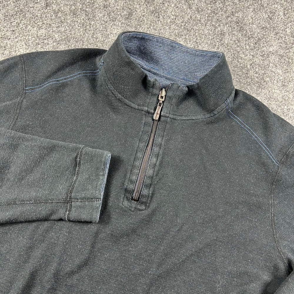 Tommy‎ Bahama Reversible Pullover Mens XL Black Blue Quarter Zip Sweatshirt